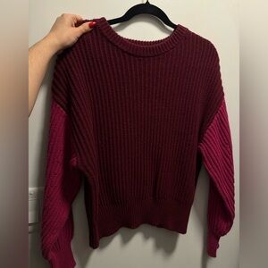 Target A New Day Maroon and Pink Colorblock Ribbed Sweater